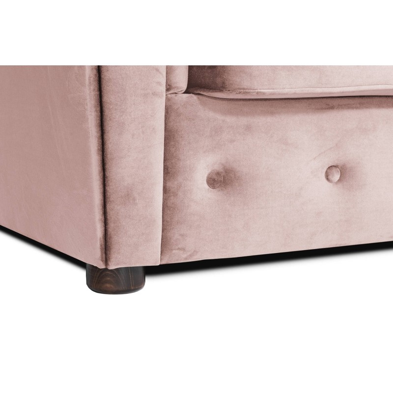 Γωνιακός Καναπές Κρεβάτι Crista Chesterfield  σε Ροζ Γιασεμί βελούδο 245x175x85cm