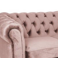 Γωνιακός Καναπές Κρεβάτι Crista Chesterfield  σε Ροζ Γιασεμί βελούδο 245x175x85cm