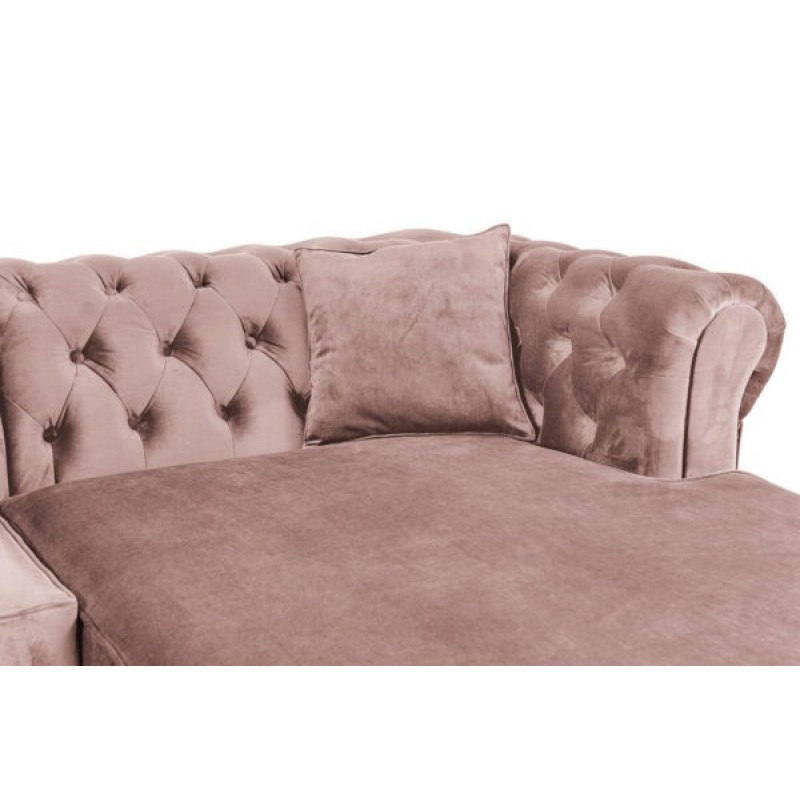Γωνιακός Καναπές Κρεβάτι Crista Chesterfield  σε Ροζ Γιασεμί βελούδο 245x175x85cm