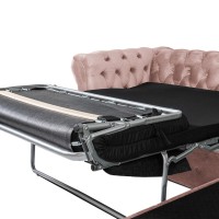Γωνιακός Καναπές Κρεβάτι Crista Chesterfield  σε Ροζ Γιασεμί βελούδο 245x175x85cm