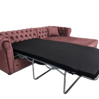 Γωνιακός Καναπές Κρεβάτι Crista Chesterfield  σε Ρόζ βελούδο 245x175x85cm