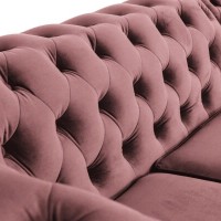 Γωνιακός Καναπές Κρεβάτι Crista Chesterfield  σε Ρόζ βελούδο 245x175x85cm