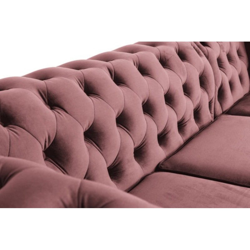 Γωνιακός Καναπές Κρεβάτι Crista Chesterfield  σε Ρόζ βελούδο 245x175x85cm