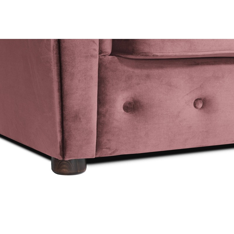 Γωνιακός Καναπές Κρεβάτι Crista Chesterfield  σε Ρόζ βελούδο 245x175x85cm