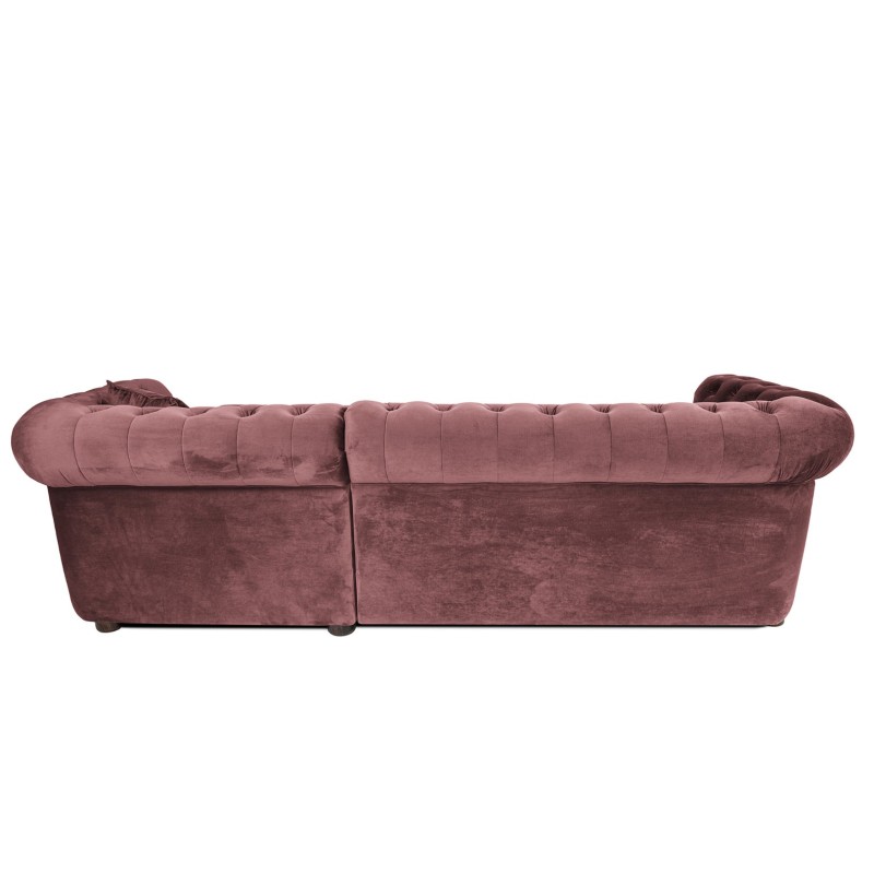 Γωνιακός Καναπές Κρεβάτι Crista Chesterfield  σε Ρόζ βελούδο 245x175x85cm