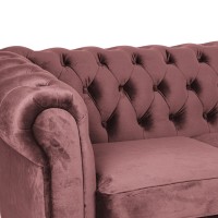 Γωνιακός Καναπές Κρεβάτι Crista Chesterfield  σε Ρόζ βελούδο 245x175x85cm