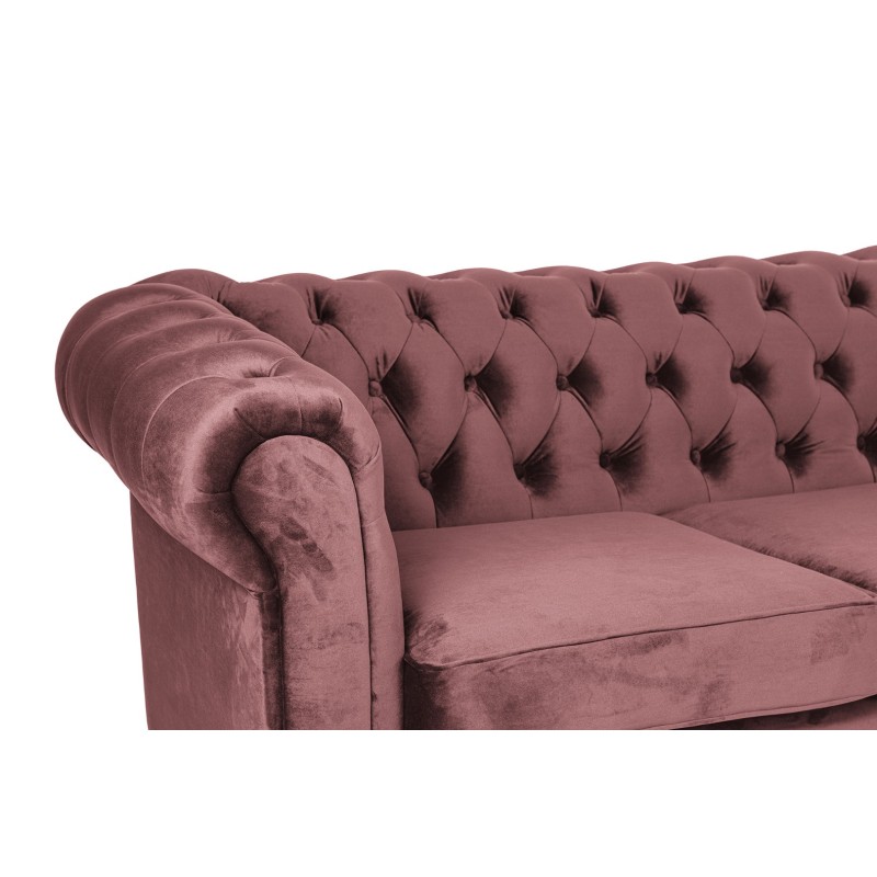 Γωνιακός Καναπές Κρεβάτι Crista Chesterfield  σε Ρόζ βελούδο 245x175x85cm