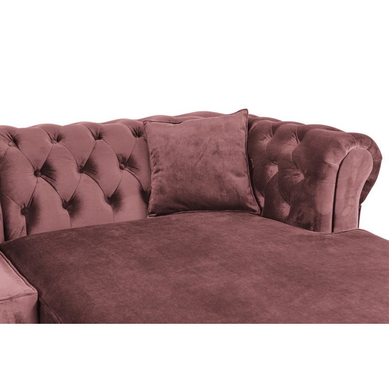 Γωνιακός Καναπές Κρεβάτι Crista Chesterfield  σε Ρόζ βελούδο 245x175x85cm