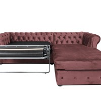 Γωνιακός Καναπές Κρεβάτι Crista Chesterfield  σε Ρόζ βελούδο 245x175x85cm