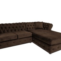 Γωνιακός Καναπές Κρεβάτι Crista Chesterfield  σε Vintage Καφε 245x175x85cm