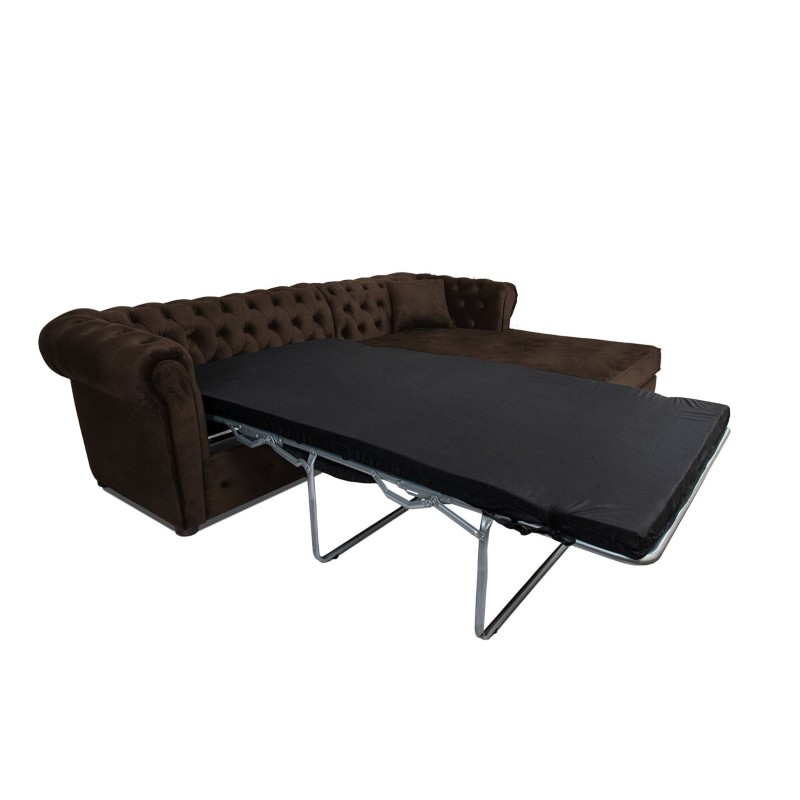 Γωνιακός Καναπές Κρεβάτι Crista Chesterfield  σε Vintage Καφε 245x175x85cm