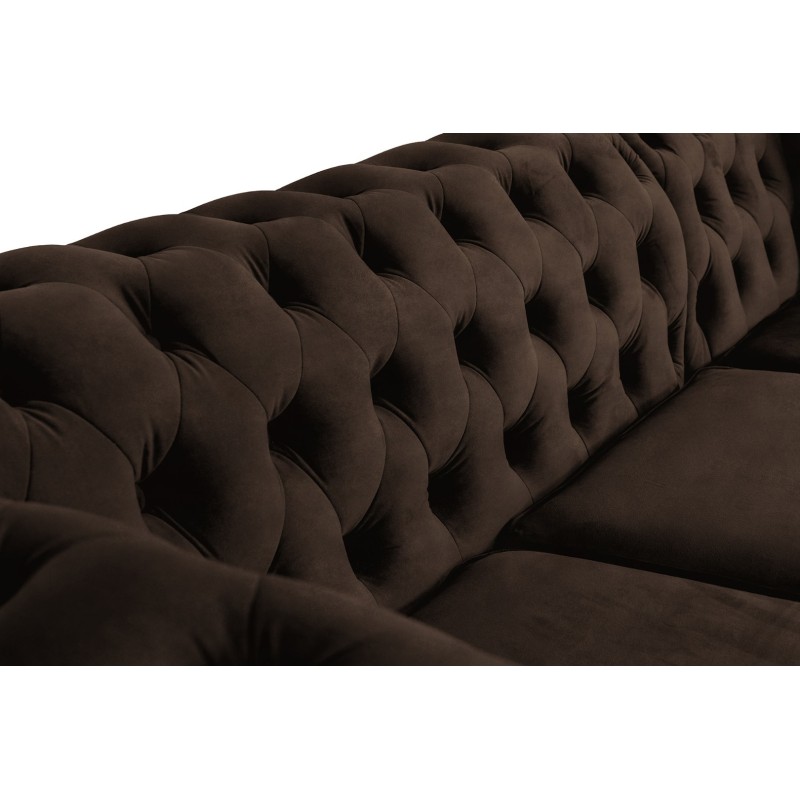Γωνιακός Καναπές Κρεβάτι Crista Chesterfield  σε Vintage Καφε 245x175x85cm