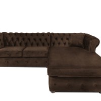 Γωνιακός Καναπές Κρεβάτι Crista Chesterfield  σε Vintage Καφε 245x175x85cm