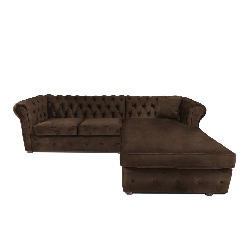 Γωνιακός Καναπές Κρεβάτι Crista Chesterfield  σε Vintage Καφε 245x175x85cm
