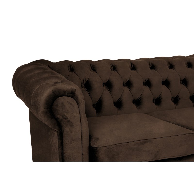 Γωνιακός Καναπές Κρεβάτι Crista Chesterfield  σε Vintage Καφε 245x175x85cm