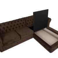 Γωνιακός Καναπές Κρεβάτι Crista Chesterfield  σε Vintage Καφε 245x175x85cm