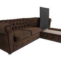 Γωνιακός Καναπές Κρεβάτι Crista Chesterfield  σε Vintage Καφε 245x175x85cm