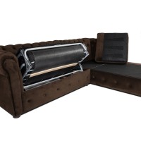 Γωνιακός Καναπές Κρεβάτι Crista Chesterfield  σε Vintage Καφε 245x175x85cm