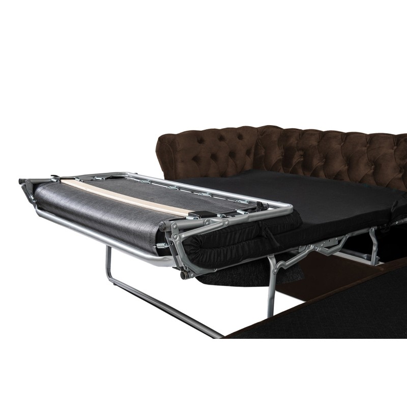 Γωνιακός Καναπές Κρεβάτι Crista Chesterfield  σε Vintage Καφε 245x175x85cm