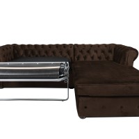 Γωνιακός Καναπές Κρεβάτι Crista Chesterfield  σε Vintage Καφε 245x175x85cm