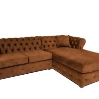 Γωνιακός Καναπές Κρεβάτι Crista Chesterfield  σε Vintage Κονιάκ 245x175x85cm