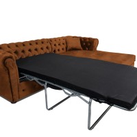 Γωνιακός Καναπές Κρεβάτι Crista Chesterfield  σε Vintage Κονιάκ 245x175x85cm