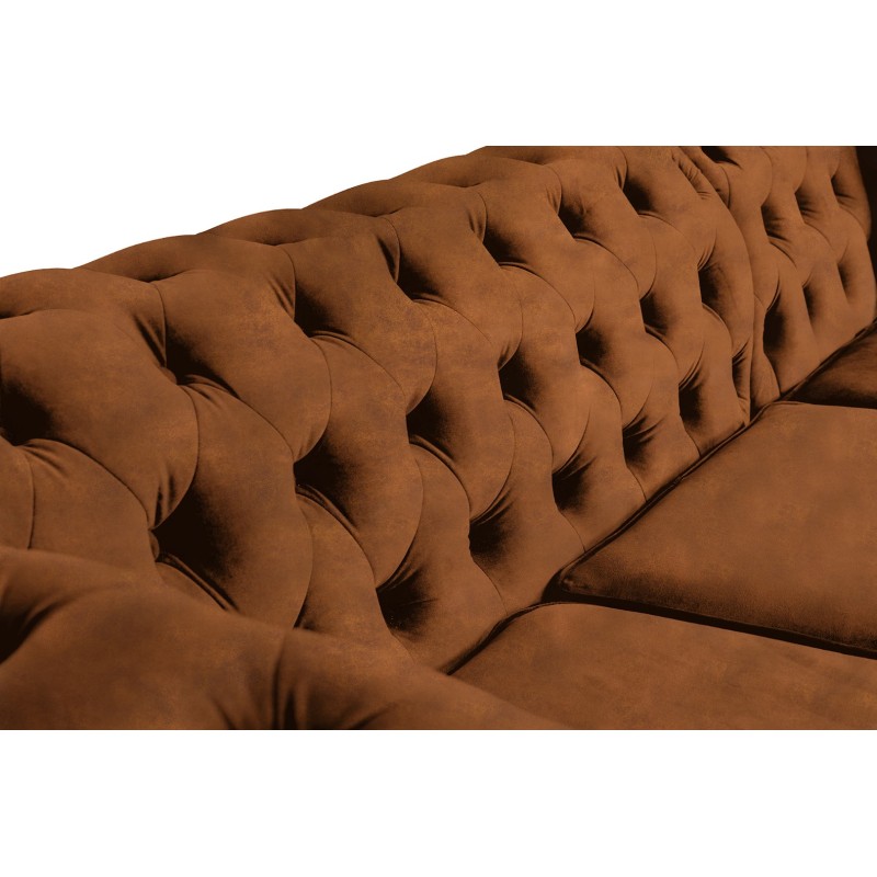 Γωνιακός Καναπές Κρεβάτι Crista Chesterfield  σε Vintage Κονιάκ 245x175x85cm