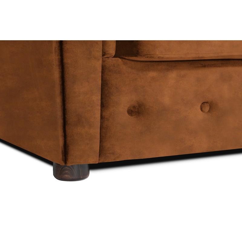 Γωνιακός Καναπές Κρεβάτι Crista Chesterfield  σε Vintage Κονιάκ 245x175x85cm