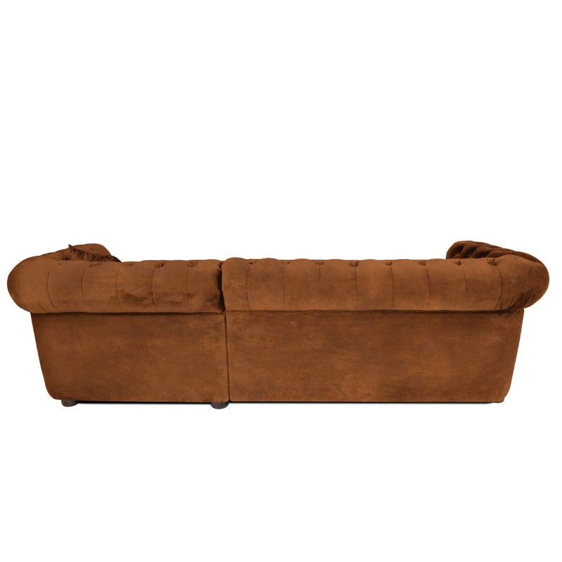 Γωνιακός Καναπές Κρεβάτι Crista Chesterfield  σε Vintage Κονιάκ 245x175x85cm