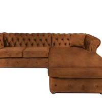 Γωνιακός Καναπές Κρεβάτι Crista Chesterfield  σε Vintage Κονιάκ 245x175x85cm