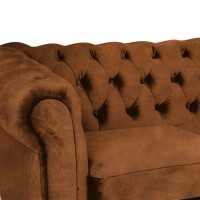 Γωνιακός Καναπές Κρεβάτι Crista Chesterfield  σε Vintage Κονιάκ 245x175x85cm