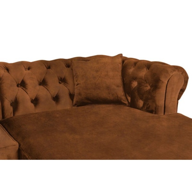 Γωνιακός Καναπές Κρεβάτι Crista Chesterfield  σε Vintage Κονιάκ 245x175x85cm