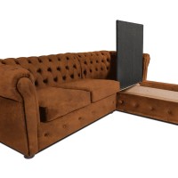 Γωνιακός Καναπές Κρεβάτι Crista Chesterfield  σε Vintage Κονιάκ 245x175x85cm