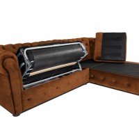 Γωνιακός Καναπές Κρεβάτι Crista Chesterfield  σε Vintage Κονιάκ 245x175x85cm