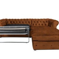 Γωνιακός Καναπές Κρεβάτι Crista Chesterfield  σε Vintage Κονιάκ 245x175x85cm