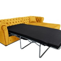 Γωνιακός Καναπές Κρεβάτι Crista Chesterfield  σε Ηλιόλουστο Κιτρινο βελούδο 245x175x85cm