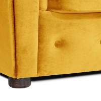 Γωνιακός Καναπές Κρεβάτι Crista Chesterfield  σε Ηλιόλουστο Κιτρινο βελούδο 245x175x85cm