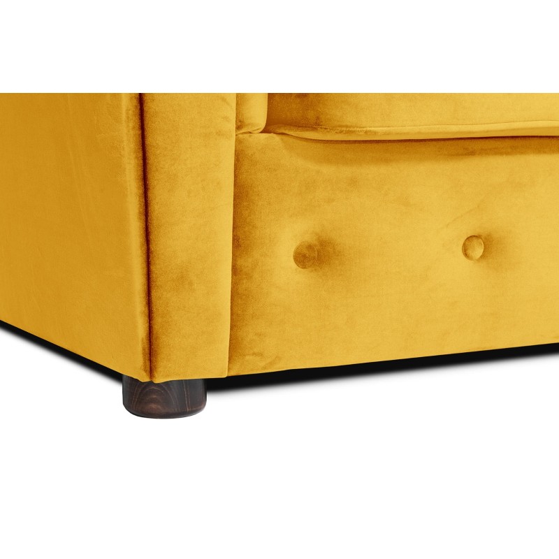 Γωνιακός Καναπές Κρεβάτι Crista Chesterfield  σε Ηλιόλουστο Κιτρινο βελούδο 245x175x85cm