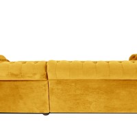 Γωνιακός Καναπές Κρεβάτι Crista Chesterfield  σε Ηλιόλουστο Κιτρινο βελούδο 245x175x85cm