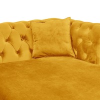 Γωνιακός Καναπές Κρεβάτι Crista Chesterfield  σε Ηλιόλουστο Κιτρινο βελούδο 245x175x85cm