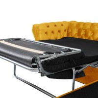 Γωνιακός Καναπές Κρεβάτι Crista Chesterfield  σε Ηλιόλουστο Κιτρινο βελούδο 245x175x85cm