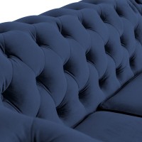Γωνιακός Καναπές Κρεβάτι Crista Chesterfield  σε Μπλέ βελούδο 245x175x85cm