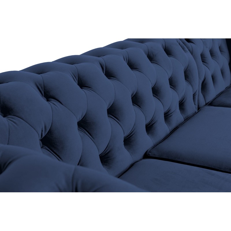 Γωνιακός Καναπές Κρεβάτι Crista Chesterfield  σε Μπλέ βελούδο 245x175x85cm