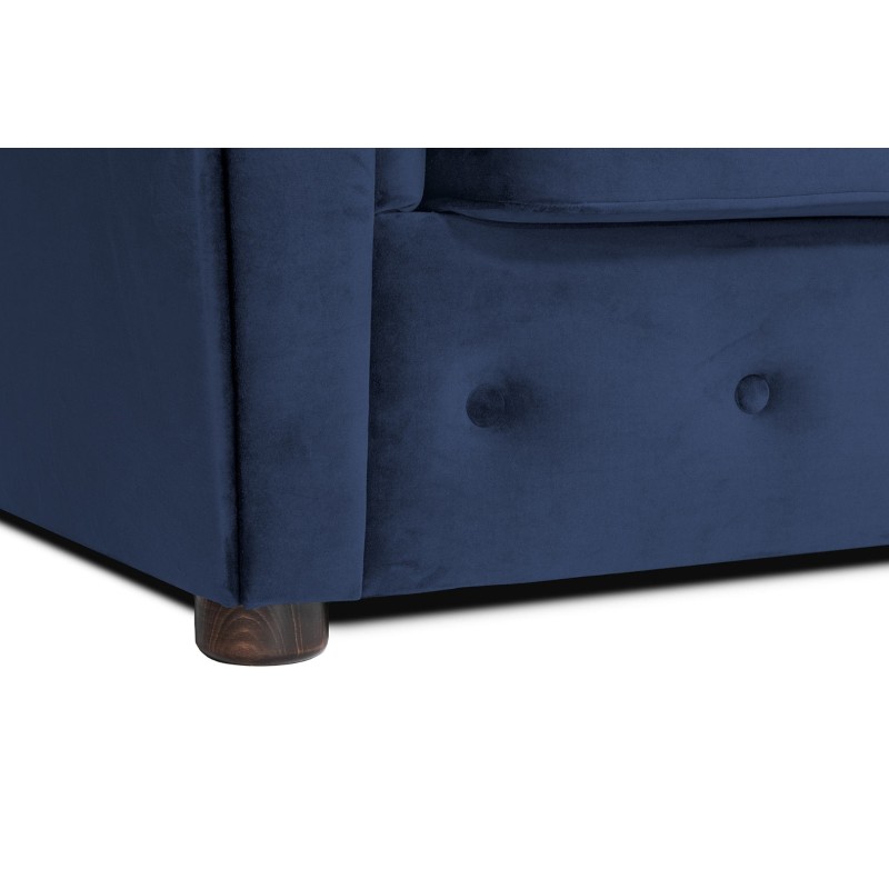 Γωνιακός Καναπές Κρεβάτι Crista Chesterfield  σε Μπλέ βελούδο 245x175x85cm