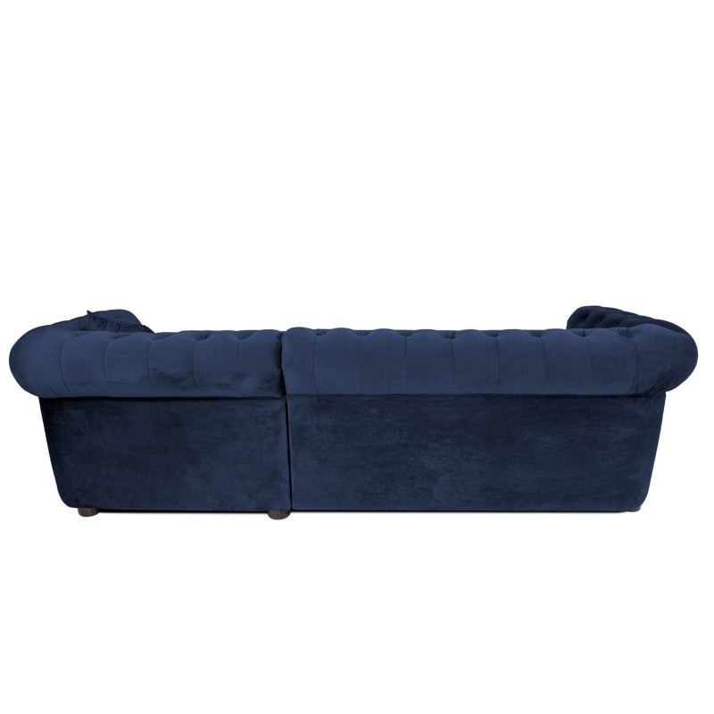 Γωνιακός Καναπές Κρεβάτι Crista Chesterfield  σε Μπλέ βελούδο 245x175x85cm