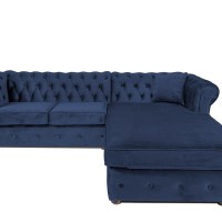 Γωνιακός Καναπές Κρεβάτι Crista Chesterfield  σε Μπλέ βελούδο 245x175x85cm