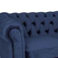 Γωνιακός Καναπές Κρεβάτι Crista Chesterfield  σε Μπλέ βελούδο 245x175x85cm