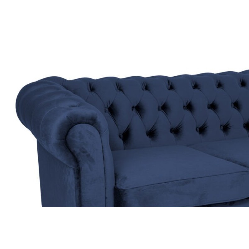 Γωνιακός Καναπές Κρεβάτι Crista Chesterfield  σε Μπλέ βελούδο 245x175x85cm