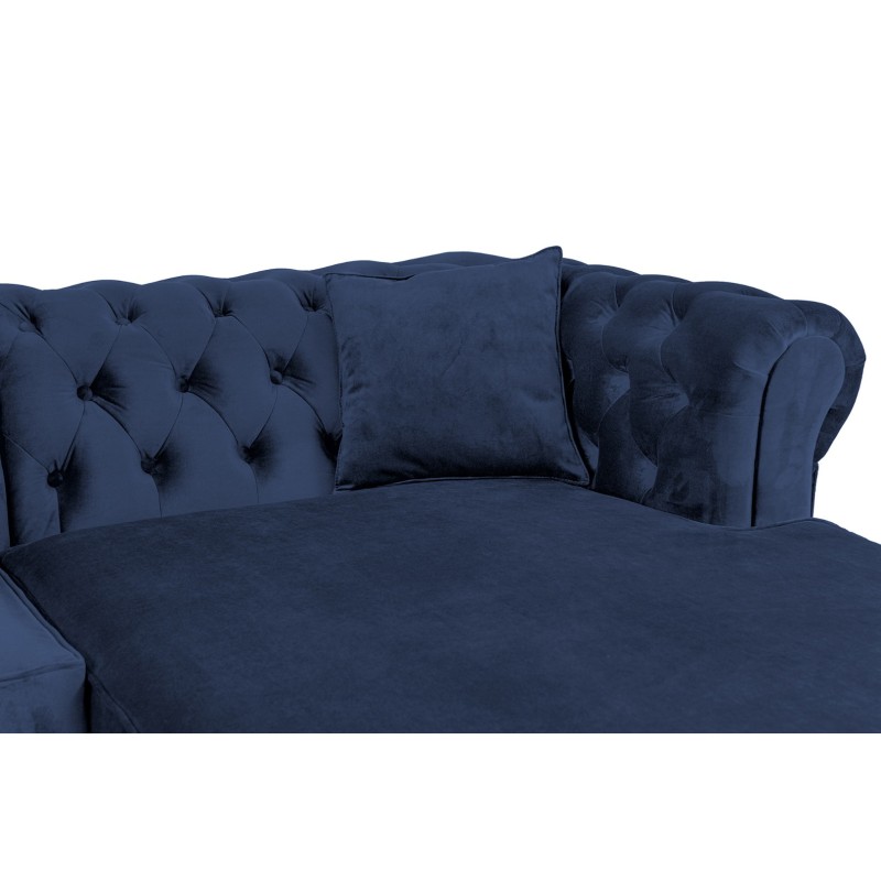 Γωνιακός Καναπές Κρεβάτι Crista Chesterfield  σε Μπλέ βελούδο 245x175x85cm