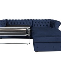 Γωνιακός Καναπές Κρεβάτι Crista Chesterfield  σε Μπλέ βελούδο 245x175x85cm